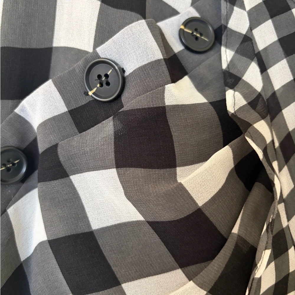 Self-Portrait Black and White Asymmetrical Gingham Wrap Skirt - Picture 5 of 8